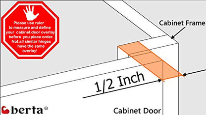 Berta 2-Pack, 1/2 inch Overlay Soft Closing Face Frame Cabinet Hinges, 105 Degree 6-Ways 3-Cam Adjustment Concealed Kitchen Cabinet Door Hinges with Screws (1/2 inch, 2 Pieces) - size: 1/2 In. Overlay | 2 Pieces