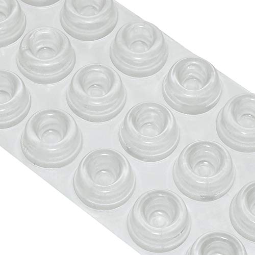 18pcs Furniture Bumpers, Silicone Adhesive Clear Bumpers Noise Dampening for Door Cabinet Drawers - size: 18mm/21mm, 10.5mm