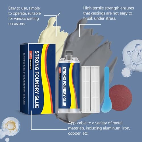 2pcs Strong Foundry Glue for Metal Enhanced Casting Glue Metal Repair G-LUE Heavy Duty for Me-tal Plastic Ceramic Wood Bonds Steel Aluminum