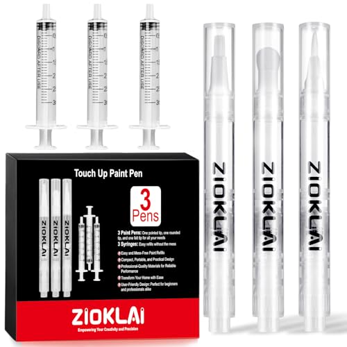 Touch Up Paint Pen 6PCS Set 3 Paint Touch Up Pens Fillable with Pointed, Round & Flat Tips Brushes Ideal for Wall Repair Window Wood Furniture Cabinet