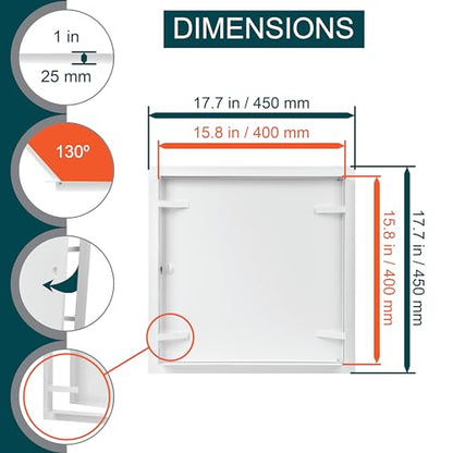 16" x 16" White Metal Access Door. Plumbing, Electricity, Heating, Alarm Wall Service Shaft Panel for Drywall - size: 16" x 16"