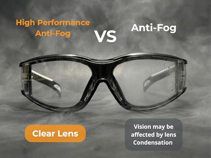 Koziface S30 Safety Glasses for Men and Women Adjustable Elastic Headband Strap and Arms 2 Ways to wear Stylish ANSI Z87.1+ Impact Resistant, Wraparound Dust Protection Work Goggles for Indoor/Outdoor