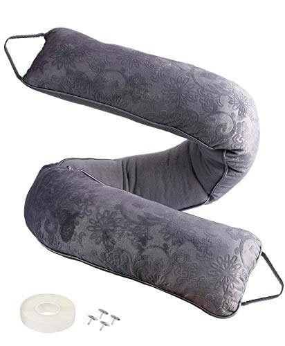 fowong Door Draft Stopper 38 Inch Weighted Under Door Draft Blocker Soundproofing Guard Wind Blocker with Hook Tapes for Easy Install, Grey - color: Dark Gray, size: 38in