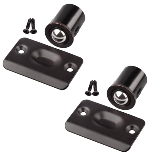 HOMOTEK 2 Pack Drive in Ball Catch with Strike Plate for Closet Doors, Oil Rubbed Bronze, 13/16 Inch x 1-1/8 Inchs,Die-cast, Adjustable Tension Ball - color: Oil Rubbed Bronze, size: 2 Pack