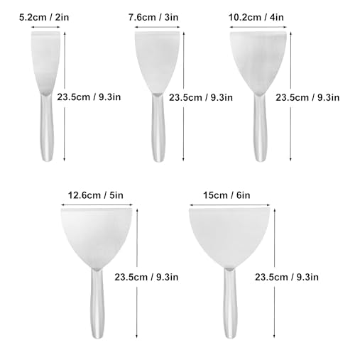 2", 3", 4", 5", 6" Putty Knife Scraper, Putty Knife Set, Stainless Steel Putty Knife, Wallpaper Scraper Paint Scraper Tool for Spreading Drywall Spackle, Plasterboard Mud, Scraping Paint, by GENHAKON