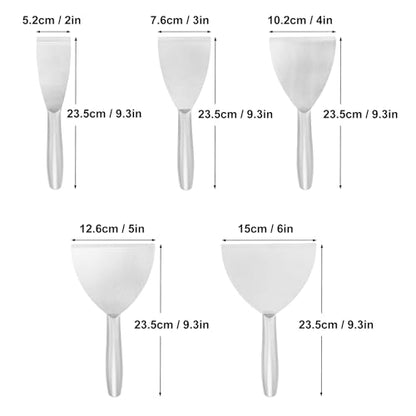 2", 3", 4", 5", 6" Putty Knife Scraper, Putty Knife Set, Stainless Steel Putty Knife, Wallpaper Scraper Paint Scraper Tool for Spreading Drywall Spackle, Plasterboard Mud, Scraping Paint, by GENHAKON