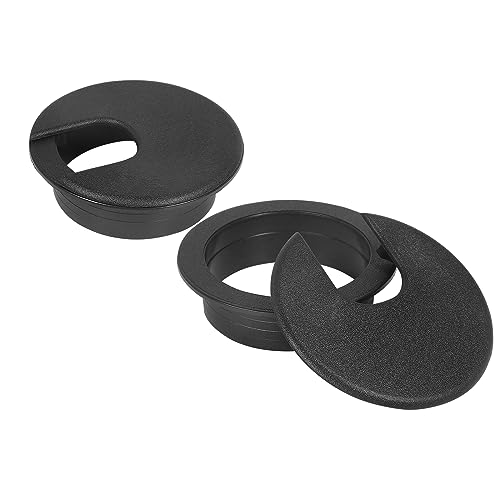 2" Black Desk Grommet, JTemgle Plastic Cable Hole Cover Computer Table Cord Wire Organizer Caps Desktop Cord Management for Home Office TV Stands Tabletops, 2 Pieces - color: Black, size: 2" / 50mm