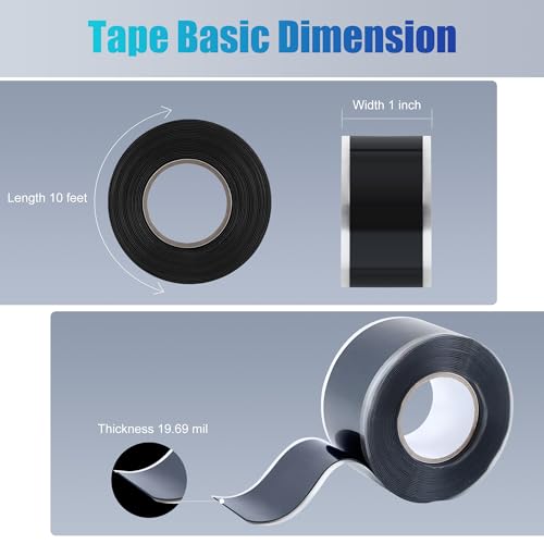Lichamp Seal Self Fusing Silicone Tape, 1 Inch x 10 Feet x 10 Rolls, Total 100 Feet for Plumbing Leak Repair and Electric Wire Wrapping Tape