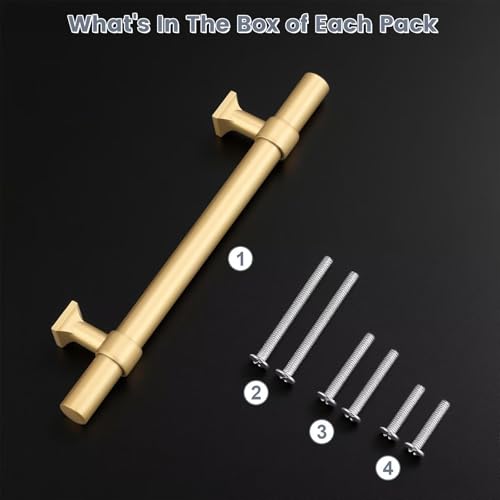 5Pack Hole Centers 5inch(128mm) Gold Champagne Cabinet Handles T Shaped Kitchen Cabinet Pulls Hardware Pull Handle for Cabinets Dressers 7.5inch Total Length - color: Champagne Gold, size: Hole Centers: 5inch