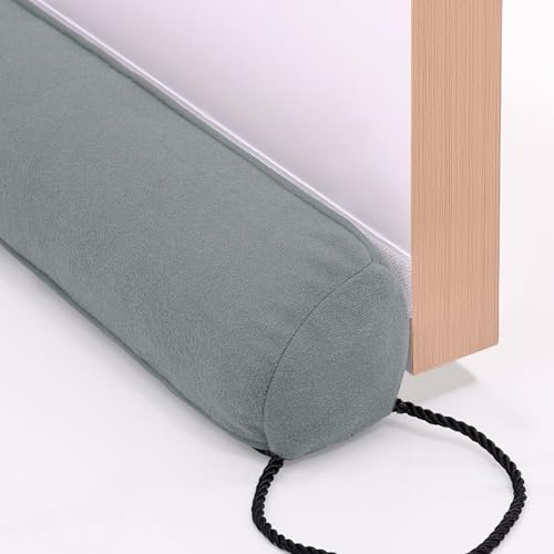 hyha 38 Inch Door Draft Stopper, Blocks Hot Cold Air with Removable Washable Cover, Gaps Up to 3 Inch, All-Season Noise and Wind Seal, Under Draft Stopper for Bottom of Door Window, Grey - color: Gray, size: 38in