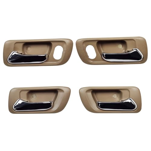 Interior Door Handle Set (4 PCS) Compatible with 1998-2002 Honda Accord Sedan, Front Rear Left Driver & Right Passenger Replaces OE# HO1352118 HO1353118, Beige Bezel with Chrome Lever - color: 4PCS Beige Inside Handles