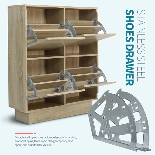 3 Layers Shoes Drawer Cabinet Hinges Flip Frames, Grey Shoe Cabinet Replacement Fittings Stainless Steel for Kitchen Living Room, 1 Pair - color: Gray, size: 3 Layers