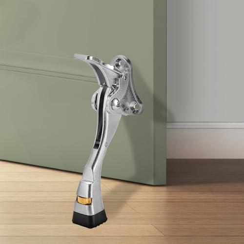 GoldPig Door Stoppers, 1 Pack Kickdown Door Stop with One-Touch semi-Automatic White Door Stopper Adjustable Height and Rubber Tip 4 Inches, Heavy Duty Door Stops, Door Holder (Nickel) - color: Nickel, size: 1 Pack