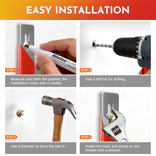 Garage Wall Hooks for Hanging Heavy Duty, 4 Pack Garage Organizer Storage Hooks Wall Mount for Garden Hoses, Brooms, Ladders, Garage Storage - size: 4 Pack