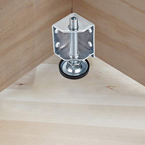 OwnMy Heavy Duty Adjustable Leveling Feet Corner Protector Guard Bracket Furniture Legs Levelers for Furniture, Table, Cabinets, Workbench, 2 Left and 2 Right Corner Leveling Legs