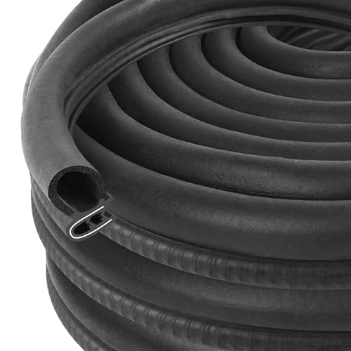 Automotive Door Weather Stripping 60Ft Car Door Rubber Edge Trim Seal Strip Gasket with Side Bulb for Car Bus Camper Boat RV Truck Doors - color: 60Ft