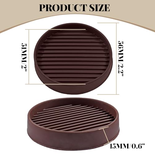 Bonsicoky 4 Pcs Non Slip Furniture Pads - 3 Inch Round Rubber Furniture Caster Cups with Anti-Sliding Floor Grip - Furniture Coasters for Couch Chair Feet - Brown - size: Brown, Diameter: 3"