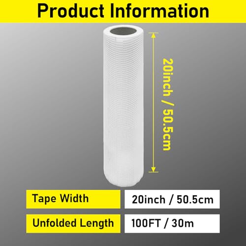 20" 100 Feet Drywall Joint Tape, Self-Adhesive Encrypted Fiberglass Drywall Repair Mesh Tape for Wall Cracks and Seam Patch - size: 20" x 100ft