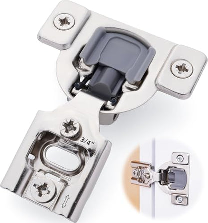 Decobasics 4 Pack Soft Close Cabinet Hinges – 3/4" Overlay for Kitchen Cabinet Doors, Face Frame Concealed Hidden Hinges – Stainless Steel, Self-Closing with 3-Way Adjustment & Slow Close Damper - size: 3/4 Inch