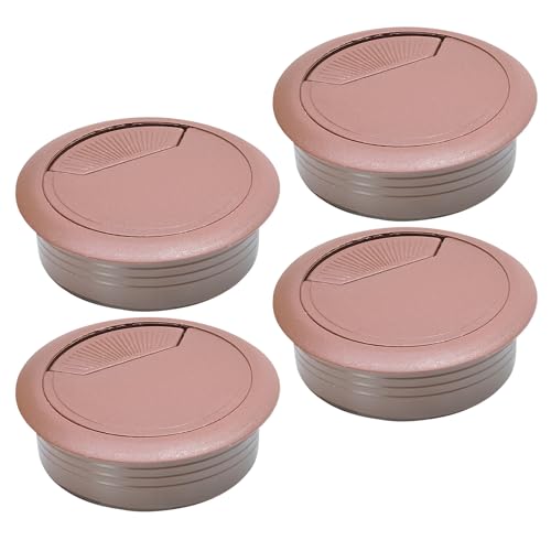 Desk Grommet 2-1/16" (53 mm), Desk Cord Hole Cover, Cable Grommet ABS Plastic, Desk Hole Grommet for Office and Home Table Cable, Detachable Adjustable Cable Cord Organizer (Reddish Brown 4 Pcs) - size: 2-1/16" (53 mm), style: 4 pcs Reddish Brown