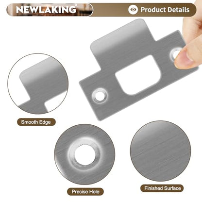 T-Shape Satin Nickel Door Strike Plate for Door Frame Repair Kit, 2-1/8'' Hole Spacing, 1 Pack - color: Satin Nickel