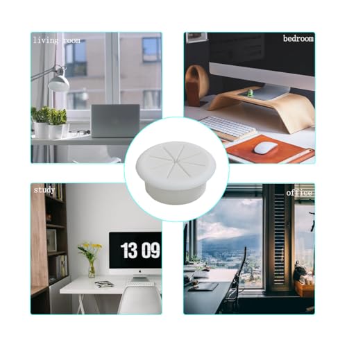 2 Pcs 2 Inch (50mm) Cable Grommet, Flexible Desk Hole Cover,Flexible Desk Grommet, Flexible Desk Grommets, Flexible Desk Cord Grommets, Flexible Desk Cable Grommet (White) - color: White