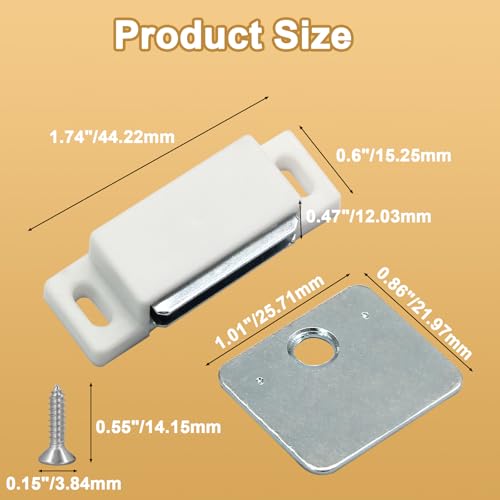 12Pcs Cabinet Door Magnets Catch Magnetic Door Catch, Magnetic Shutter Hardware Drawer Magnet Latch Cabinet Magnets for Closure Cupboard Closet Bathroom(White) - color: White