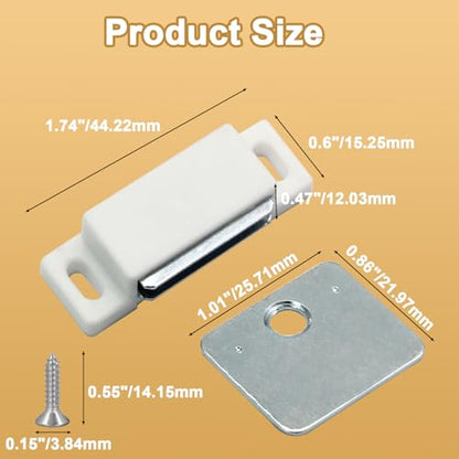12Pcs Cabinet Door Magnets Catch Magnetic Door Catch, Magnetic Shutter Hardware Drawer Magnet Latch Cabinet Magnets for Closure Cupboard Closet Bathroom(White) - color: White