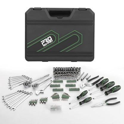 Prostormer Mechanics Tool Set with Drawer Box, 279-Piece SAE and Metric Mechanic Tool Kit with Wrenches & Sockets, General Tool Kit for Car, Motorcycle, Home Repair (Green) - color: Green