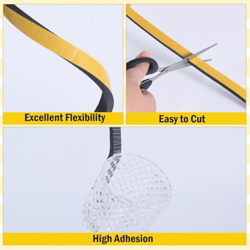 YoleShy Weather Stripping Door Seal Strip for Door Frame Block Air Weather Strip Reduce Noise High-Density Adhesive Foam Tape 1/2 Inch x 1/4 Inch x 26Ft - style: 1/2in x 1/4in x 26FT/Black