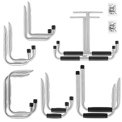 Navaris Garage Ceiling Hooks (Set of 12) - Heavy Duty Storage Hook Hangers Variety Pack for Hanging Bike, Ladder, Equipment - Overhead Ceiling Mount