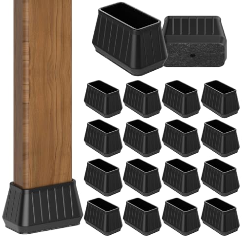 24PCS Rectangular Chair Leg Floor Protectors for Hardwood Floors, Thicken Rubber Chair Leg Cap Covers, Non Slip Furniture Leg Pads to Protect Wood Tile Floors from Scratches and Reduce Noise - color: Black, size: Rectangular XL