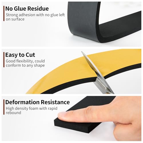 Yotache Self Sticking Foam Insulation Tape 2" W X 3/8" T (New Adhesive Craft), Weather Strip Seal for RV, Air Conditioner Window, Automotive, Garage Door, 6.5 Ft Length - size: 2"x3/8"x6.5 FT