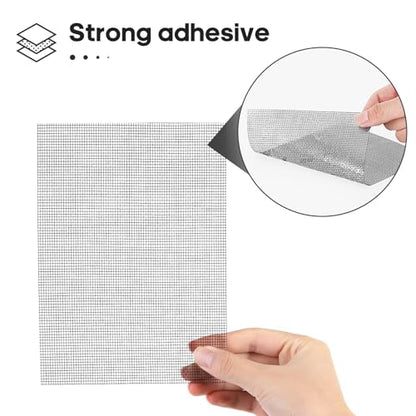 Secopad 5" x 7" Black/Grey Screen Repair Kit, 6 PCS Window Screen Patch Repair Tape for Mesh Window Door, Strong Adhesive Fiberglass Mesh Pacth Tape - color: Black