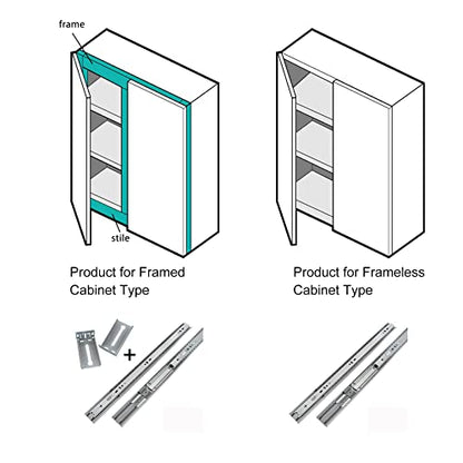 LONTAN 24 Inch Soft Close Drawer Slides 1 Pair Side Mount Heavy Duty Cabinet Drawer Glides Ball Bearing Full Extension Kitchen Cabinet Rails 100 LB Capacity - color: Silver-Soft Close, size: 24 Inch - Drawer Slide