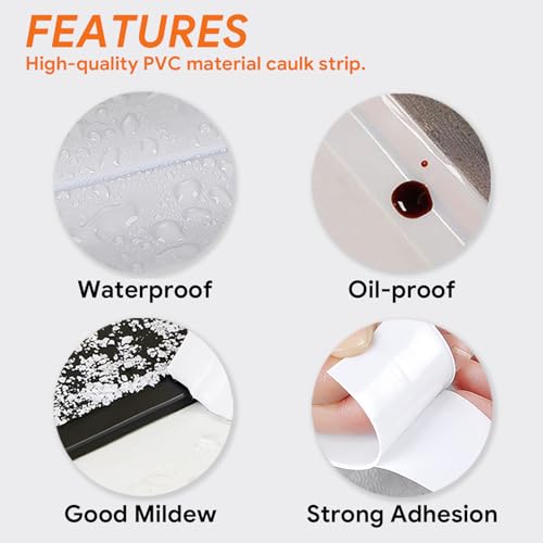 UIOCSSC Caulk Tape Strip, 1.5" x 10.5Ft Self Adhesive Bath & Kitchen Sealant Strip, PVC Waterproof Sealing Tape for Bathtub Toilet Bathroom Shower Kitchen Sink - color: Marble