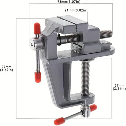 3.5 Inch Compact Aluminum Alloy Swivel Mini Bench Vise - Multifunctional Clamping Tool for Jewelry Making, Hobby Craft, Model Building & Electronics Repair-Dark Gray