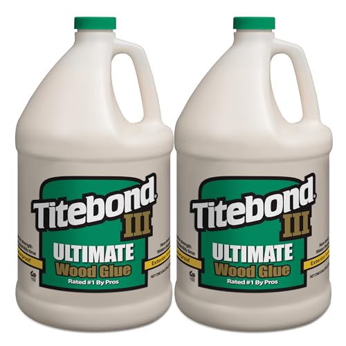 Titebond III Ultimate Wood Glue 1 Gal. (2 Pack) – Premium Professional Woodworking Adhesive, Waterproof, Strong Initial Tack, Interior/Exterior Use, Longer Open Time, Easy Water Cleanup – 1416 - size: 1 gallon