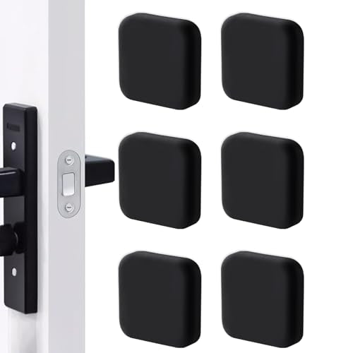 Door Stopper Wall Protector, Wall Shield Bumper Guard from Door Knobs,Sturdy Self Adhesive,Soft and Transparent,Washable Reusable Shock Absorbent Gel for Home Office (6, Black) - color: Black