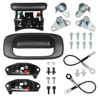 Tailgate Hardware Rebuild Kit for Truck Bed Door Compatible with 1999-2007 Chevrolet Chevy Silverado GMC Sierra Tailgate Parts Tail Gate Handle Latch Hinge Cable Striker Bolt Set - style: 1999-2007 Classic