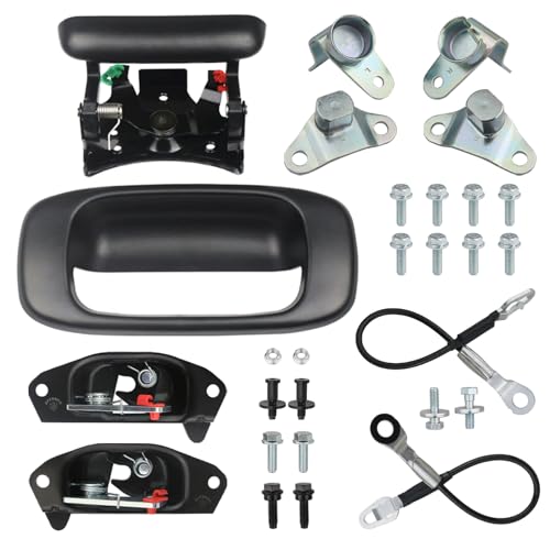 Tailgate Hardware Rebuild Kit for Truck Bed Door Compatible with 1999-2007 Chevrolet Chevy Silverado GMC Sierra Tailgate Parts Tail Gate Handle Latch Hinge Cable Striker Bolt Set - style: 1999-2007 Classic