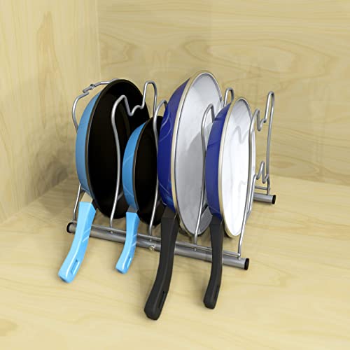 Simple Houseware Cabinet Pantry Pot and Pan Organizer Holder Rack, Silver - color: Silver