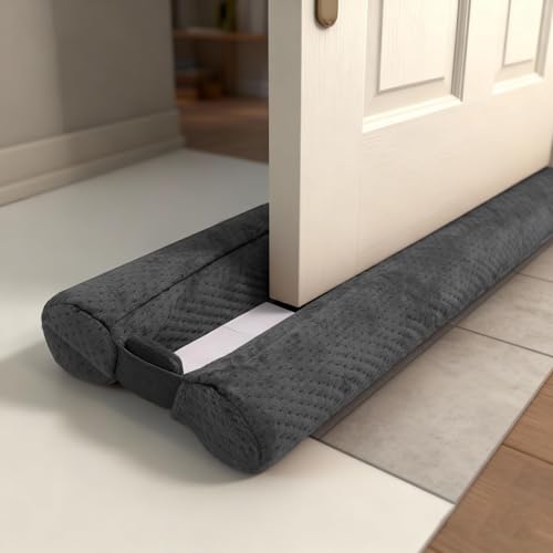 Under Door Draft Stopper Door, Sweep Weather Stripping, Double-Sided Windproof Seal Noise Blocker Window Breeze Blocker, Adjustable 30'' to 36'' Gap Filler, Grey - color: Gray, size: 30-36"