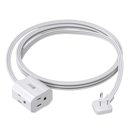 Extension Cord 6ft SUPERDANNY Mini Power Strip Ultra Right Angled Flat Plug for Tight Spaces,Indoor Extension with 3 Outlets,for Office Home Appliances,Non Surge Protector for Travel Cruise,White - color: White, size: 6 FT, style: Extension Cord