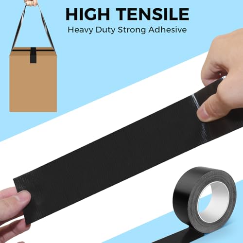 Duct Tape, 2 Inch x 35 Yards, 1 Roll, Waterproof and Heavy Duty, Tear by Hand, for Packing Repairing and Crafts (Black) - color: Black