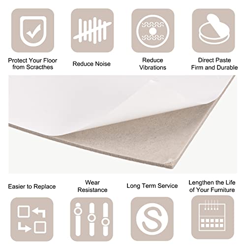 uxcell Felt Furniture Pads Self Adhesive Square Furniture Felt Pads, Anti Scratch Floor Protectors for Furniture Legs Hardwood Floor 3.9 Inch x 3.9 Inch Beige 16pcs - size: 3.9 Inch x 3.9 Inch