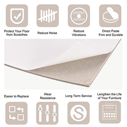 uxcell Felt Furniture Pads Self Adhesive Square Furniture Felt Pads, Anti Scratch Floor Protectors for Furniture Legs Hardwood Floor 3.9 Inch x 3.9 Inch Beige 16pcs - size: 3.9 Inch x 3.9 Inch