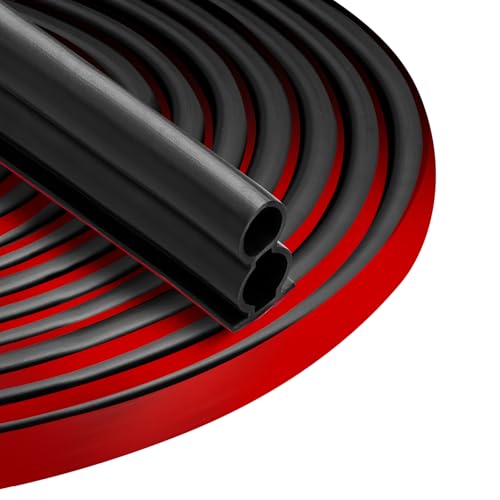 19.7 Feet Rubber Weather Stripping Door Seal Large Gap, Extra Thick Self-Adhesive D-Shaped Door Weather Stripping Seal Strip for Door Frame Door Insulation Strip Soundproofing (Black) - color: Black, size: 19.7Ft