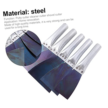 jojofuny 5pcs Putty Knife Set Steel Drywall Taping Knife Paint Scraper Tool for Wall Wood Stone Cleaning
