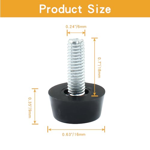 24 Pcs M6 Furniture Leveling Feet Adjustable Table Levelers Chair Glide Leveling Screw in Threaded for Patio Furniture Tables Chairs - size: M6